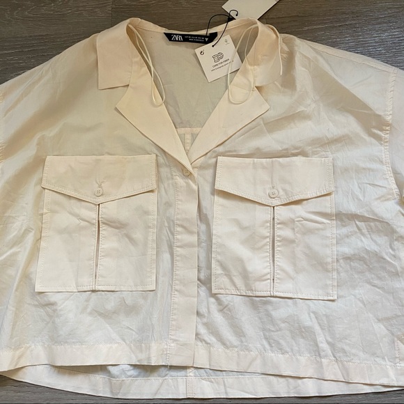 Zara Cropped Oversized Pocket Shirt - Picture 5 of 6